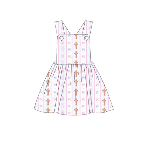 Preorder 10.28 MOQ 5 pcs GSD2880 Easter Bows Pink Girl's Dress