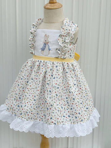 Preorder 10.28 MOQ 5 pcs GSD2881 Easter Flower Rabbit Girl's Dress