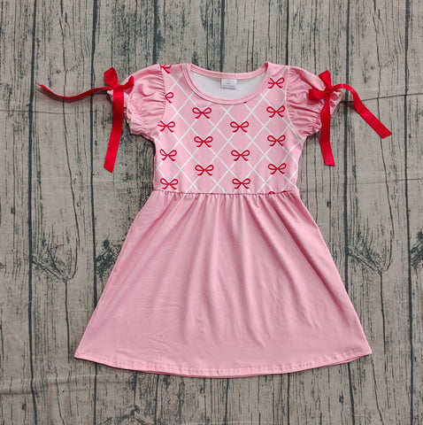 Preorder Samples GSD2883 Valentine's Day Bows Pink Girl's Dress