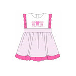 Preorder 10.28 MOQ 5 pcs GSD2884 Valentine's Day Bows Pink Girl's Dress