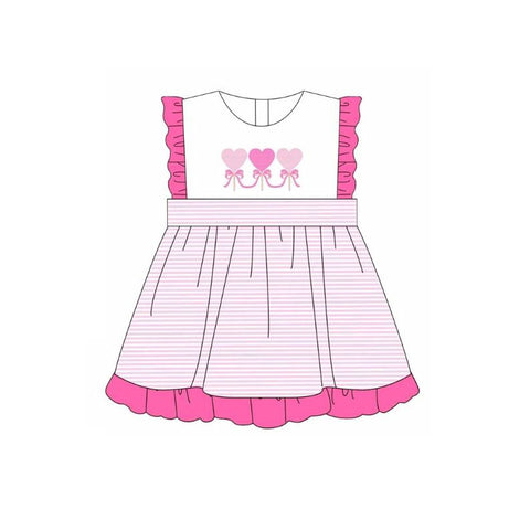 Preorder 10.28 MOQ 5 pcs GSD2884 Valentine's Day Bows Pink Girl's Dress