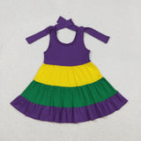 GSD2888 Mardi Gras Solid Color Ruffles Girl's Dress
