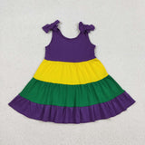GSD2888 Mardi Gras Solid Color Ruffles Girl's Dress