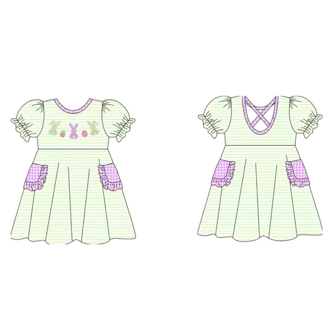 Preorder 10.28 MOQ 5 pcs GSD2889 Easter Rabbit Egg Girl's Dress