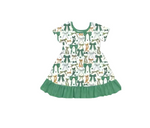 Preorder 10.28 MOQ 5 pcs GSD2890 Coquette Bows Green Girl's Dress