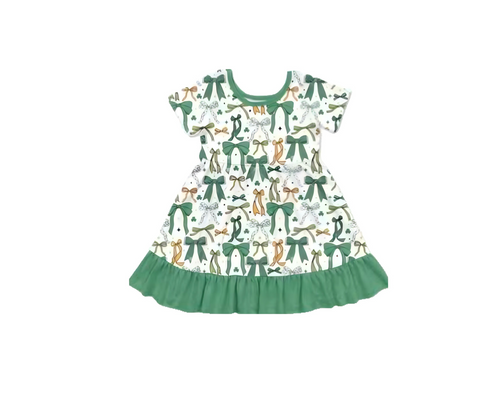 Preorder 10.28 MOQ 5 pcs GSD2890 Coquette Bows Green Girl's Dress