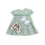 10.10 Pre-order GSD2893 Baby Girls flower green short sleeve dress
