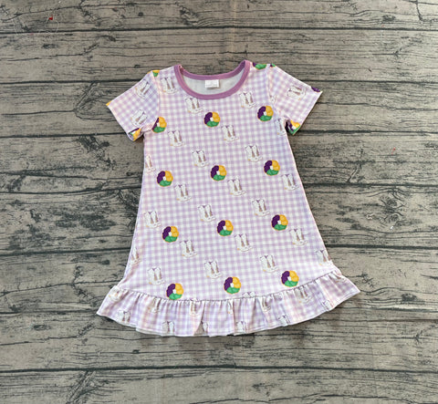 Preorder GSD2900 Samples Baby Girls Mardi Gras short sleeve dress