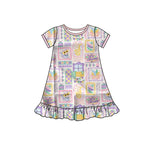 10.10 Pre-order GSD2900 Baby Girls Mardi Gras short sleeve dress