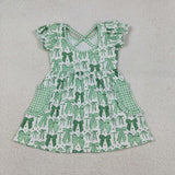 GSD2903 Coquette Bows Green Cute Ruffles Girls Dress