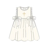 Preorder Samples GSD2904 Embroidery Baby Girls Easter bow sleeveless dress