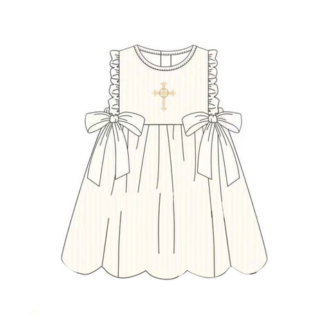 10.10 Pre-order GSD2904 Baby Girls Easter bow sleeveless dress