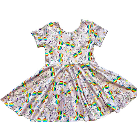10.10 Pre-order GSD2905 Baby Girls Easter bunny short sleeve dress