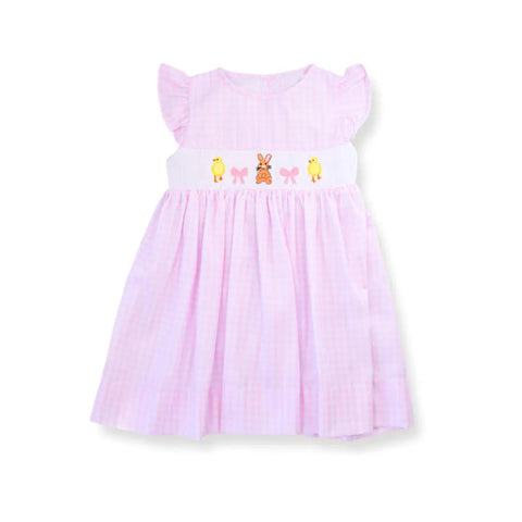 10.10 Pre-order GSD2906 Baby Girls Easter pink flying sleeve dress