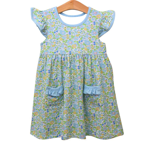 Preorder 11.04 MOQ 5 pcs GSD2910 Flower Green Blue Girl's Dress