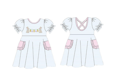 Preorder 11.04 MOQ 5 pcs GSD2912 Easter Rabbit Carrot Girl's Dress