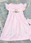 Preorder 11.04 MOQ 5 pcs GSD2913 Easter Bunny Pink Plaid Girl's Dress