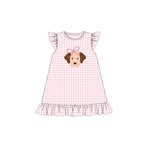 Preorder 11.04 MOQ 5 pcs GSD2914 Dog Pink Plaid Girl's Dress