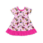 Preorder 11.04 MOQ 5 pcs GSD2917 Cartoon Hot Pink Girl's Dress