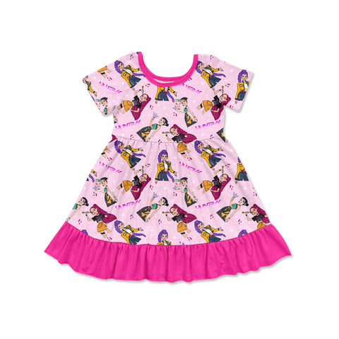 Preorder 11.04 MOQ 5 pcs GSD2917 Cartoon Hot Pink Girl's Dress