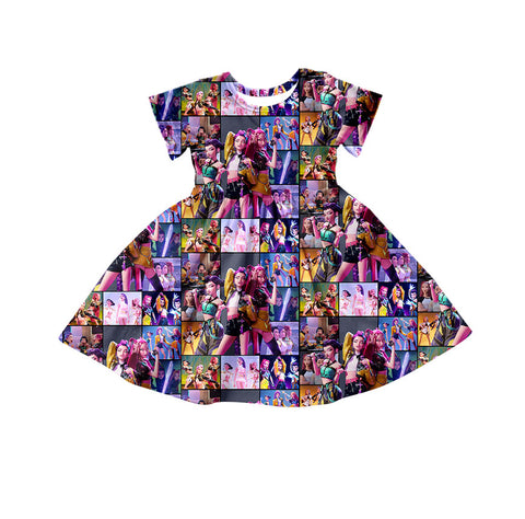 Preorder 11.04 MOQ 5 pcs GSD2918 Cartoon Hot Pink Girl's Dress