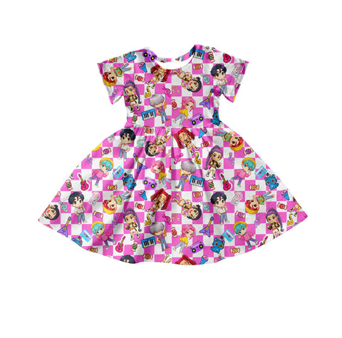 Preorder 11.04 MOQ 5 pcs GSD2919 Cartoon Hot Pink Girl's Dress
