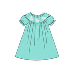 Preorder 11.16 MOQ 5 pcs GSD2923 Easter Rabbit Mint Green Girl's Dress