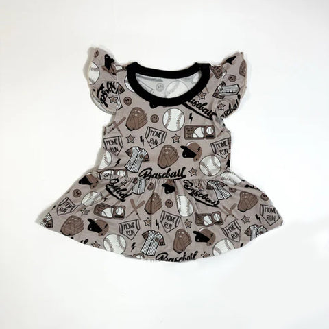 Preorder 11.16 MOQ 5 pcs Baseball Home Run Girl's Dress