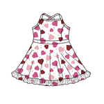 Preorder 11.17 MOQ 5 pcs GSD2926 Valentine's Day Love Red Yoga Girl's Dress Onesie