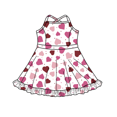 Preorder 11.17 MOQ 5 pcs Valentine's Day Love Red Yoga Girl's Dress Onesie