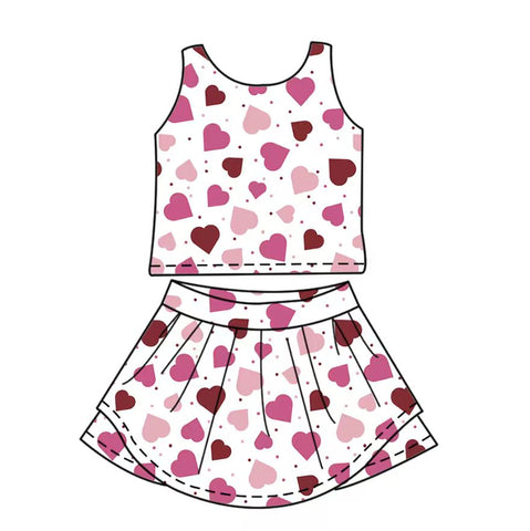 Preorder 11.17 MOQ 5 pcs Valentine's Day Love Red Yoga Girls Skorts Set