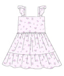 Preorder 11.20 MOQ 5 pcs GSD2931 Flower Ruffles Purple Girl's Dress