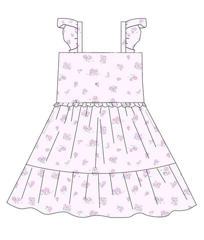 Preorder 11.20 MOQ 5 pcs GSD2931 Flower Ruffles Purple Girl's Dress