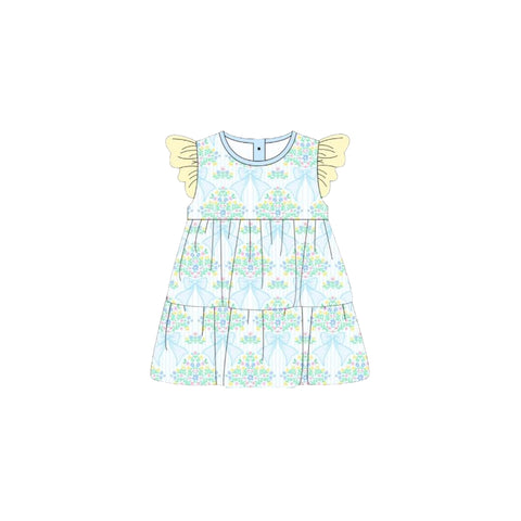Preorder 11.20 MOQ 5 pcs GSD2932 Flower Bows Ruffles Girl's Dress