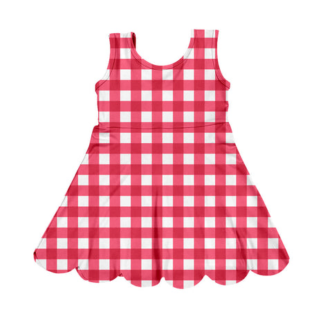Preorder 11.21 MOQ 5 pcs GSD2938 Valentine's Day Red Plaid Yoga Girl's Dress Onesie