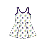 Preorder 11.23 MOQ 5 pcs GSD2944 Mardi Gras Purple Yoga Girl's Dress Onesie