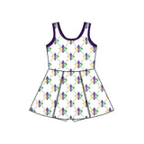 Preorder Samples GSD2944 Mardi Gras Purple Yoga Girl's Dress Onesie