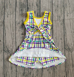 Preorder Samples GSD2945 Mardi Gras Plaid Purple Yoga Girl's Dress Onesie