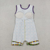 GSD2946 Mardi Gras Plaid Purple Yoga Girl's Dress Onesie