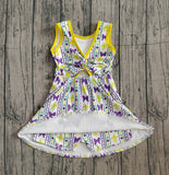 Preorder Samples GSD2947 Mardi Gras Bows Purple Yoga Girl's Dress Onesie