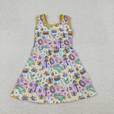 GSD2949 Mardi Gras Animals Yoga Girl's Dress Onesie