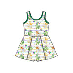 Preorder 11.23 MOQ 5 pcs GSD2950 Mardi Gras Crocodile Yoga Girl's Dress Onesie
