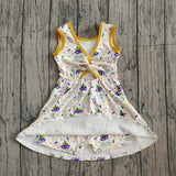 Preorder Samples GSD2951 Mardi Gras Mask Yoga Girl's Dress Onesie