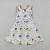 GSD2951 Mardi Gras Mask Yoga Girl's Dress Onesie