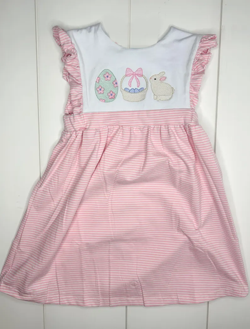 Preorder 11.23 MOQ 5 pcs GSD2957 Easter Bunny Egg Rabbit Girl's Dress