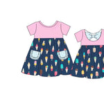 Preorder 11.24 MOQ 5 pcs GSD2958 Ice Cream Blue Girl's Dress
