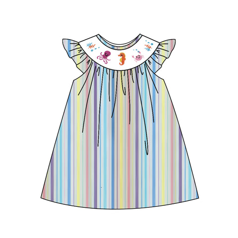 Preorder 11.25 MOQ 5 pcs GSD2962 Sea Ocean Animals Yellow Girl's Dress