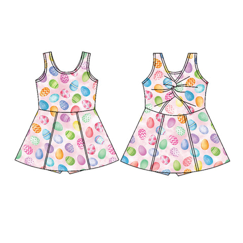 Preorder 11.23 MOQ 5 pcs Easter Bunny Egg Yoga Girl's Dress Onesie