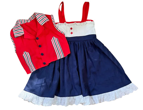 Preorder 11.23 MOQ 5 pcs Cartoon Solid Color Cotton Girl's Dress Set
