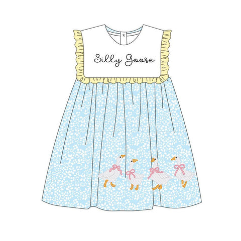 Preorder 11.25 MOQ 5 pcs GSD2970 Silly Goose Bows Cute Girl's Dress